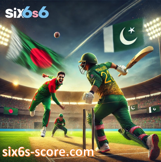 A realistic digital painting of a high-intensity cricket match between Bangladesh and Pakistan, capturing the excitement and energy of the game.